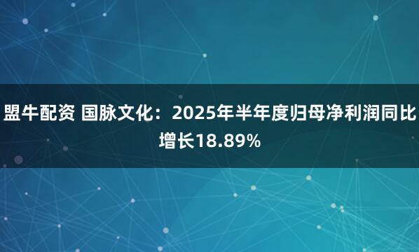 盟牛配资 国脉文化：2025年半年度归母净利润同比增长18.89%