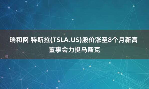 瑞和网 特斯拉(TSLA.US)股价涨至8个月新高 董事会力挺马斯克